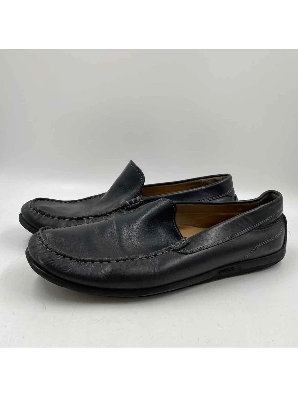 Ecco Men's Shoe Size 12 Black Leather Solid Loafers